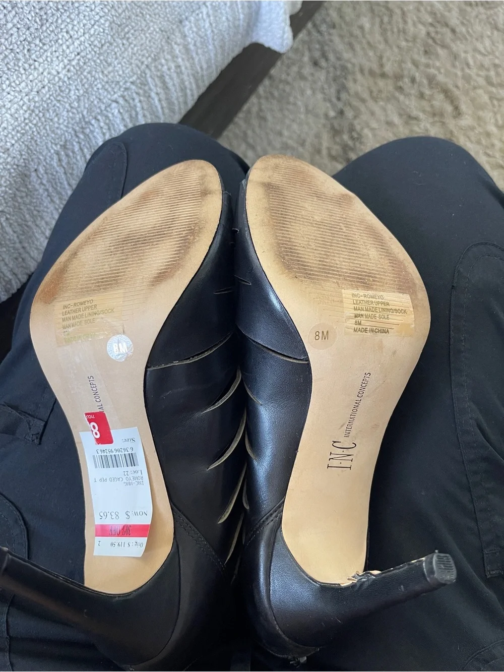 INC International Concepts Black Strappy Peep-Toe Heels